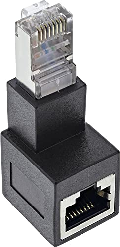 InLine® - Adattatore RJ45 cat. 6A, connettore RJ45 maschio/femmina, 90° verso il basso