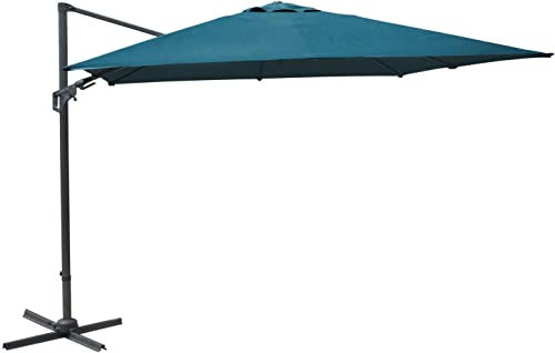 Proloisirs Parasol déporté orientable 360° inclinable gauche droite 3 x 3 m Orient Bleu