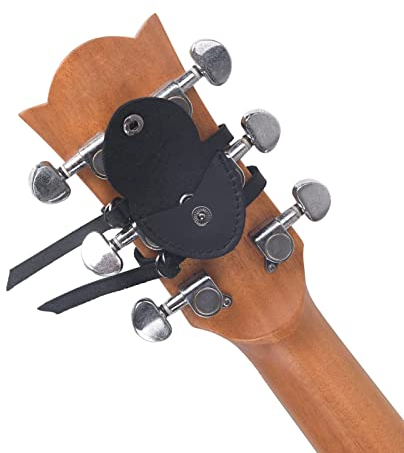 BSWAN Gitarrenplektren-Halter, abnehmbar, Leder, mit Schultergurt für Gitarren oder Gitarre, für Männer,Gitarrenliebhaber, Vater,Schwarz,Taschenorganizer