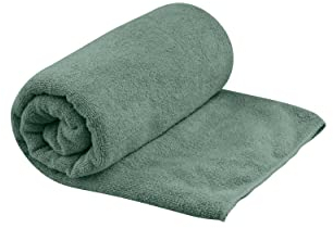 Sea to Summit - Tek Microfibre Towel M - Hand Towel - Soft Terrycloth Feel - Super Absorbent & Quick Dry - Hang Loop & Case - For Camping, Boating & Gym - 50 x 100 cm - Sage Green - 200g