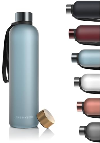 LARS NYSØM Trinkflasche 1l | Wasserflasche 1000ml | Ultraleichte Tritan Sport Flasche auslaufsicher, Kohlensäure geeignet - für Sport, Büro, Yoga | 2 Deckel inkludiert (Sky Blue, 1000ml)