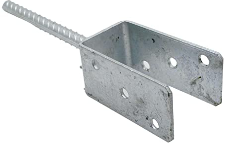 DOJA Barcelona | 4 Pfostenträger mit Betonanker | Pfostenanker | U-Pfostenhalter | 91x325x120x18 mm | Verzinkter Stahl | Zaunpfosten, Sonnenschirm, Holzlatten, Metallgitter, Holzpavillon...