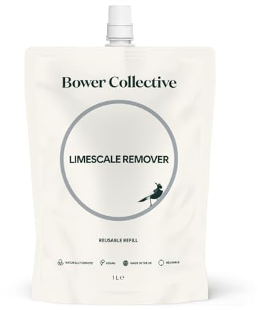 Bower Collective Natural Limescale Remover Spray Refill, Powerful Bathroom Cleaner & Shower Screen Cleaner, Daily Multi Surface Cleaner for Taps, Sinks & Toilets, 1 Litre