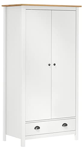 ZEYUAN Kleiderschrank mit 2 Türen, Schlafzimmerschrank, Kleiderschränke, Garderobenschrank, Ordnungssystem Kleiderschrank, Haushaltsschrank, Hill Range Weiß 89x50x170 cm Kiefer
