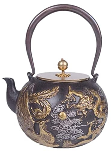 RUVOO Tetera Hierro Fundido Tetera Japonesa Tetera De Hierro Fundido De Gran Capacidad De 1400ml para Cocina, Tetera De Hierro Sin Recubrimiento China Tetera Hierro