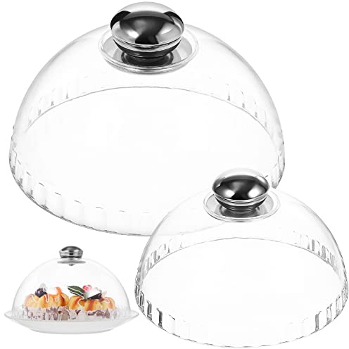 Alipis Lot de 2 présentoirs à gâteaux en plastique transparent avec couvercle en forme de dôme, présentoir à gâteau décoratif pour cuisine, dessert, tarte, fromage, fête d'anniversaire