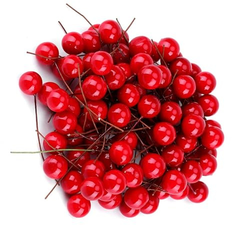 100 Stück Künstliche Rote Stechpalme, Rote Beeren-Girlande, Baumschmuck, Beere, Weihnachtsdekoration, Hängende Ornamente