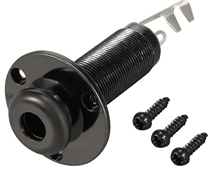 sourcing map 6.5mm(1/4) Akustik Gitarre Bass Mono Endpin Buchse Ausgang Jack Riemen Knopfleiste Steckdose für Akustikgitarren und Bass Schwarz