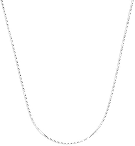 Amazon Essentials Sterling Silver 1.2mm Box Chain 18, Sterling Silver