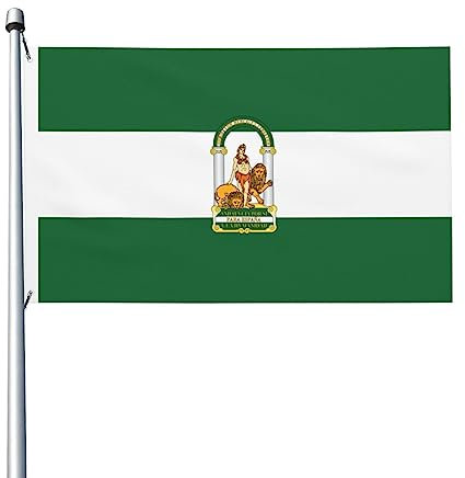 Bandera de Andalucía de 3 x 5 pies, banderas de doble cara, duraderas para decoración de patio al aire libre, banderas de bienvenida para fiestas en el hogar