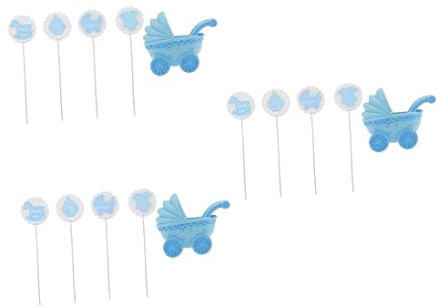 Abaodam 3 Sets Babyparty-kuchendekorationen Kinderwagen-kuchenaufsatz Babyflaschen-kuchenaufsatz Einzigartiges Party-set Aus Kunstharz Babyparty-thema 5 Stück * 3