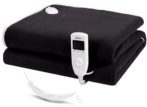 Elektrische Heizdecke mit Abschaltautomatik 150 x 80 cm | 5 Temperaturstufen | 10h Timer | Fernbedienung | bei 30° waschbar | Wärmedecke | Elektrische Heizunterdecke | Heizunterbett | Wärmeunterbett