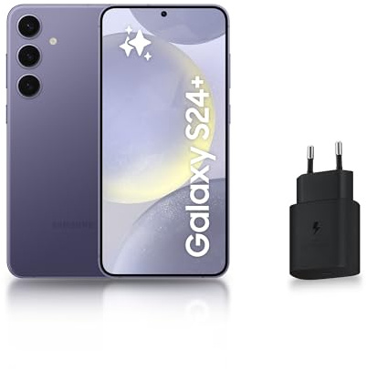 Samsung Galaxy S24 +, Smartphone Android 5G, 256 Go, Chargeur Secteur Rapide 25W Inclus [Exclusivité Amazon], Smartphone déverrouillé, Indigo, Version FR