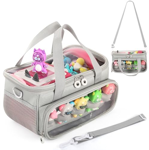 OUKNAK Tragetasche für Toniebox, Aufbewahrungstasche für Tonie Charaktere mit Schultergurt und Griff, Home Outdoor Handtasche für Toniebox 2 Audio Player und Puppen (Grau)