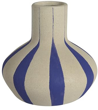 Decoris Blaue und warmweiße Terrakotta-Vase von Decoris mit 15,5 cm Durchmesser und 15 cm Höhe