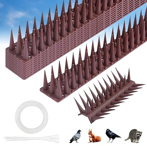 SLTAXAR 12 PCS Pinchos Antipalomas 5.16m, Repelente Palomas Marrones, Pinchos para Gatos y Palomas, Pincho Anti Gatos, Antipalomas de Plástico, Púas Anti Pajaros- 43 x 4 x 3,5 cm, 3 Filas