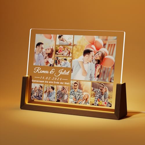 Giftove Personalisierte Bilderrahmen - Personalisierte Geschenke mit Foto | Geschenke für Frauen, Freundin, Männer, Paare & Familie - Fotogeschenk, Weihnachtsgeschenke - Ideen Geburtstag Jahrestag -LED