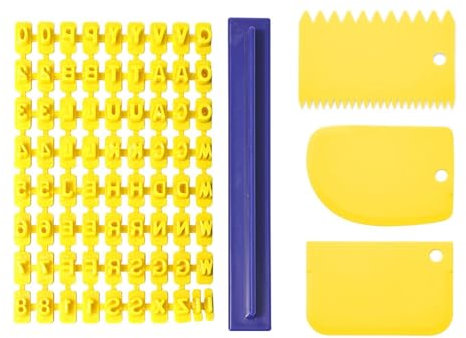 1 Stampo Per Timbro Per Biscotti, 3 Raschietti, Timbro Alfanumerico, Strumento Per Goffratura, Fondente, Timbro Per Biscotti, Stampo Per Taglio Fondente, Strumenti Per La Cottura