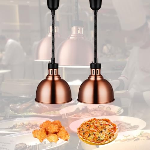 DBMGB Lámpara de Calor de Alimentos, Lamp Calentador de Comida (2) | Lampara Calentamiento Buffet Colgante Ajustable en Altura de 65-170cm, Ideal para Cocinas de Hoteles, Diámetro: 25cm