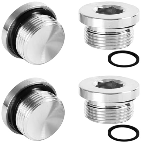 4 tapones ciegos de 1/8 pulgadas, tapones finales autosellables, tapones de rosca de acero al carbono con junta, tapones de radiador para obstrucción