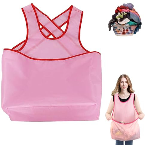 heofonm 1/2Pcs Laundry Apron With Pouch, Portable Clothes Drying Apron Sleeveless Laundry Aprons for Women, Waterproof Laundry Apron Cloth (A)