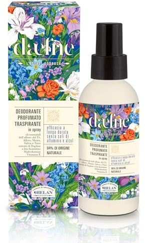 Helan Daefne - Déodorant spray pour femme et homme à la vitamine E et aux maltodextrines anti-odeurs, parfum déodorant frais 94% d'origine naturelle sans alcool, 100 ml, Made in Italy