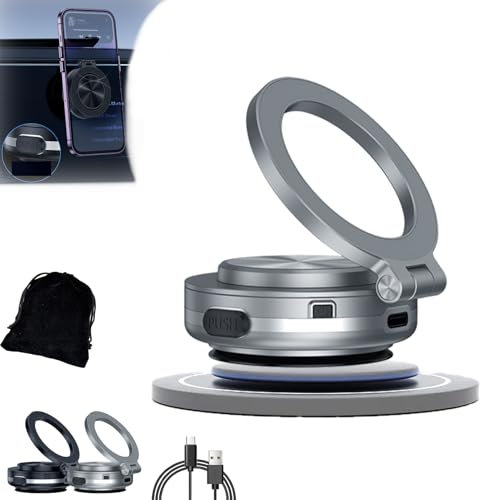 Nixie 360 Rotatable Car Magnetic Phone Mount, Maggrip Pro 360 2.0, Electric Suction Cup Phone Holder (Silver)