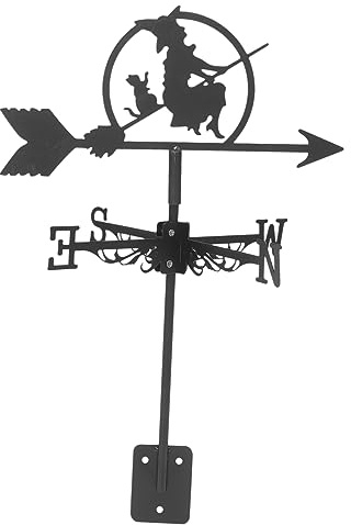 Happyyami 1 Jeu Indicateurs De Direction du Vent Girouette d'avion De Jardin Girouettes pour Toit Girouette pour Cabanon Solaire Support De Girouette Girouettes pour Cabanons Black Le Fer