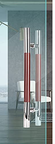 MYRDBT Poignée de Porte de Douche, Bouton de Porte en Verre à Finition polie Moderne | Barre Porte-Serviettes pour Cabine de Douche | Poignée de Porte en Bois Massif en Acier Inoxydable