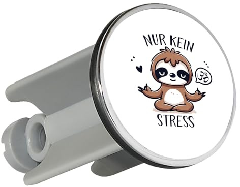 Huuraa Waschbeckenstöpsel Nur keinen Stress Yoga Faultier Geschenk | Universal Stopfen 4cm höhenverstellbar Abflussstopfen Geschenkidee Stöpsel mit Motiv für das Waschbecken