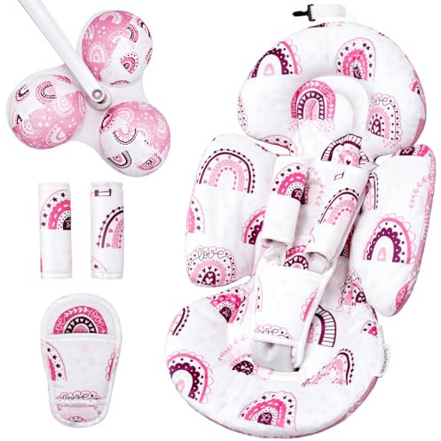 Sweetwavet Inserto per neonati compatibile con 4moms Mamaroo Swing, include 3 giocattoli di ricambio, inserto reversibile per la testa del neonato, supporto per seggiolino auto, tessuto morbido