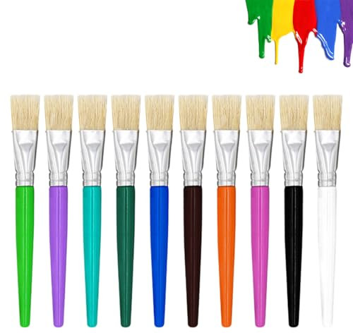 10 Pezzi di Pennellis per Dipingere Bambini, 15.5 cm Set Colorati Pennelli Bambini, Spugne da Pennelli, per Pittura Acrilica, Pittura ad Olio, Acquerelli, Artisti del Fai Da Te, Principianti