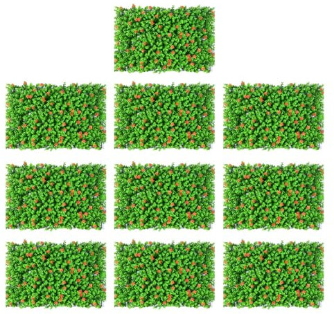 Dawutocap Artificial Boxwood Hedge Mat Decorative Artificial Boxwood Mat with Flower for Room & Garden