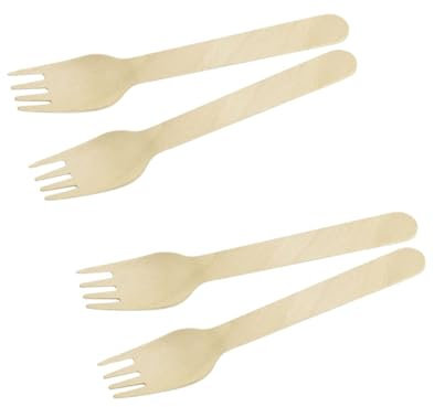 Fackelmann 9314150 Lot de 60 fourchettes jetables, Bois certifié FSC, 16x2,5cm