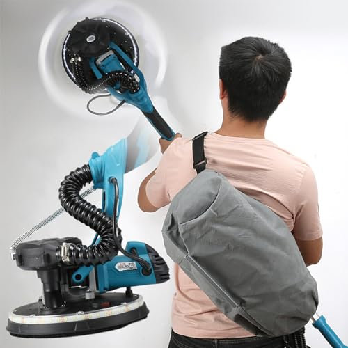 Ponceuse électrique 1800 W pour cloison sèche avec poignée extensible, polisseuse de plafond pour murs intérieurs et extérieurs, ponceuse murale professionnelle pour une finition lisse sur des