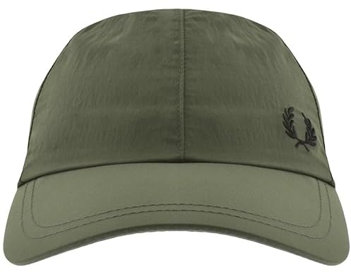 Fred Perry HW7682 Baseballkappe für Herren und Damen, Unisex, verstellbar, Lorbeerkranz, Einheitsgröße, Feldgrün und Schwarz