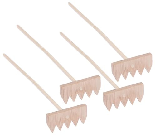 minkissy 4pcs Bamboo Sand Rake Toys for Boys and Girls Sandbox Small Rake Crafts Creative Mini Zen Garden Tools for Table Ornaments