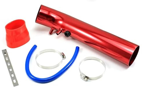 Tubo Di Aspirazione Dell'Aria Kit Tubo Condotto Da 3 Pollici Per Ingresso Aria Fredda Con Tubo In Gomma Da 63 Mm A 76 Mm Collegare Filtro Tubo Aspirazione Aria In Universale 76 Mm(Rosso)