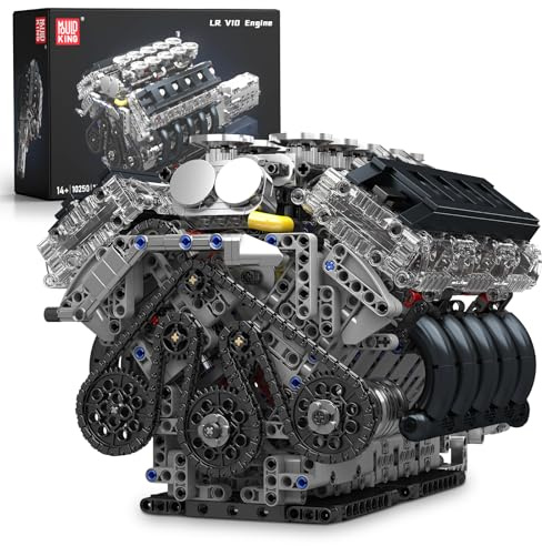 Mould King 10250 MOC Technik V10 Motor Baustein, 1834 Teile Sportwagen Klemmbausteine kit, STEM Spielzeug für Erwachsene und Sammler