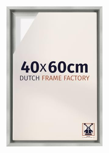 Dutch Frame Factory - Schattenfugenrahmen 40x60 cm Silber Matt - MDF | Schattenfugenrahmen für Leinwände, Geeignet für Leinwände bis 2 cm Dicke, Ohne Rückwand und Glas, Made in Holland