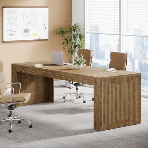 Tribesigns 6.5FT Conference Table, 78.74 L x 27.5 W x 29.6 H Inches Rectangular Meeting Table, Large Modern Seminar Boardroom Desk for Office Meeting Conference Room, Natural