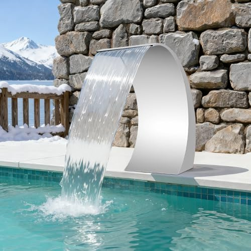 SanBouSi Cascata stagno in acciaio inox, cascata per laghetti, 30 cm, cascata per laghetti da giardino, stagni o piscina