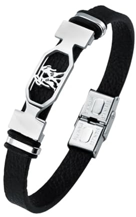 HUIANGLIYG Sternzeichen-Armband Aus Leder Für Damen Und Herren, Handgefertigt Im Vintage-Stil, Schwarzes Lederarmband Mit Verschluss, Armband Mit Sternzeichen-Motiv, Ideales Geburtstagsgeschenk