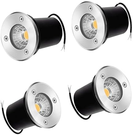 YNIYUJKL 4PCS 3W Ground LED Landscape Lights - 12V Low Outdoor Buried Lights, IP67 Waterproof COB Recessed LED Spot Lamp, for Patios, Lawns, Driveways Deck,Warm White-3W