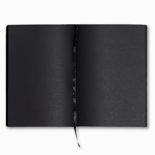 Project Virtus svart pappersanteckningsbok med 2 pennor, 198 sidor skissbok, inbunden A5-journal, 100 gsm svart skisspapper, vit penna och guldpenna ingår