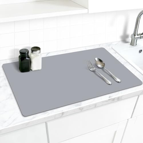 AECHY Silicone Mat for Worktops, 70 x 42 x 0.2cm, Dark Gray | Heat Resistant, Waterproof, Extra Large, Nonstick Craft Mat, Kitchen Table Placemat, Countertop Protector