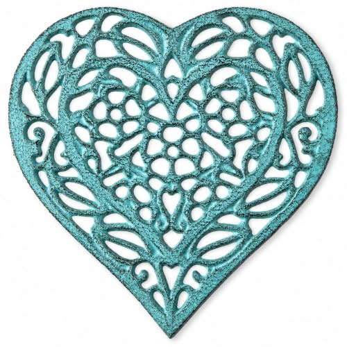 Comfify Blue Cast Iron Heart Trivet – 6.75x6.5 – Kitchen Hot Pot Pad