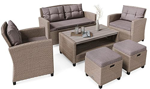 di volio Gartenmöbel-Set Polyrattan Lounge Rattan-Optik Firenze