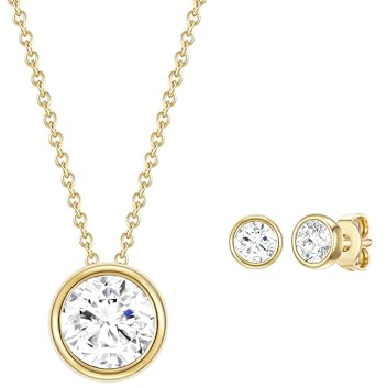 Rafaela Donata Damen Schmuckset Kette + Ohrstecker 925/- Sterling Silber verziert mit Kristallen