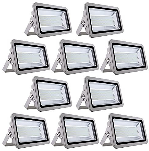 10 focos LED de 500W a prueba de agua,reflectores LED de 50000lm,blanco frío de 6500 K para exterior e interior Proyector extraplano,luz seguridad exterior,focos exteriores,focos jardín,luces ambiente